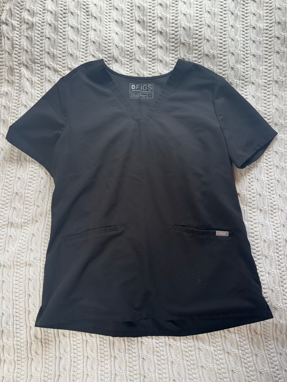 Figs Black Short-Sleeve V-Neck Medical Scrubs Top